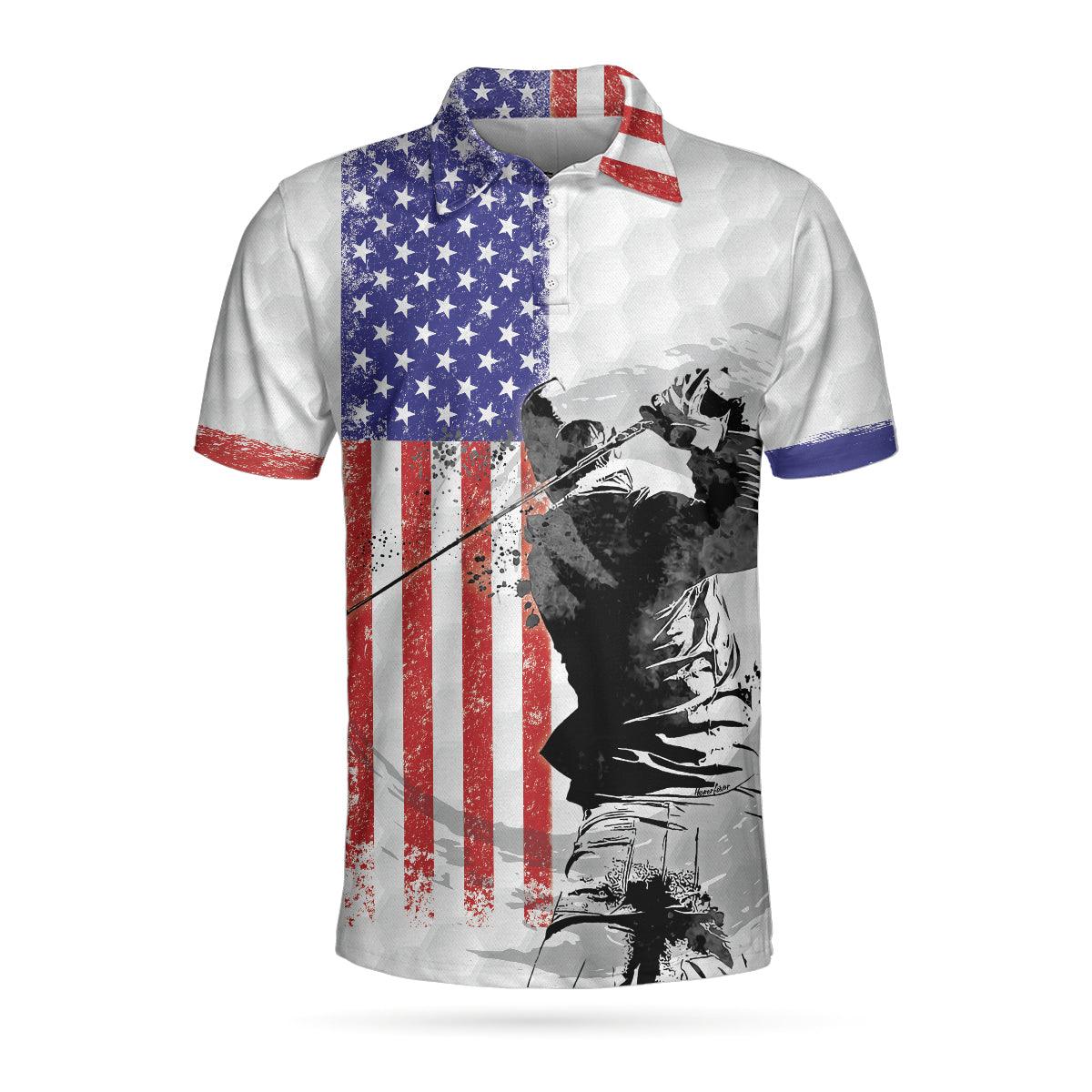 Men Golf Polo Shirt - Golf Club Style American Flag Polo Shirt, Patriotic Golf Shirt For Men - Perfect Polo Shirt For Men, Golfers - Image 3