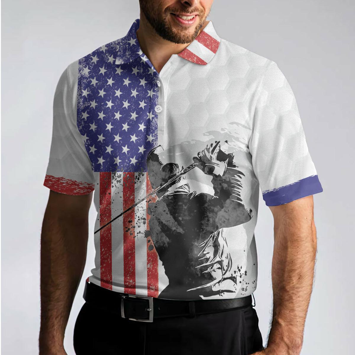 Men Golf Polo Shirt - Golf Club Style American Flag Polo Shirt, Patriotic Golf Shirt For Men - Perfect Polo Shirt For Men, Golfers - Image 5