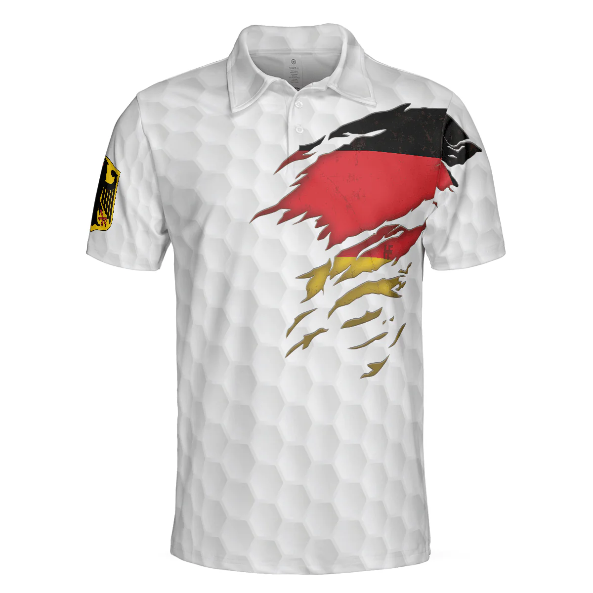 Men Golf Polo Shirt - Golf Germany Flag Polo Shirt, White Golf Pattern Polo Shirt, German Golf Shirt For Men, Polo Shirt For Men - Image 3