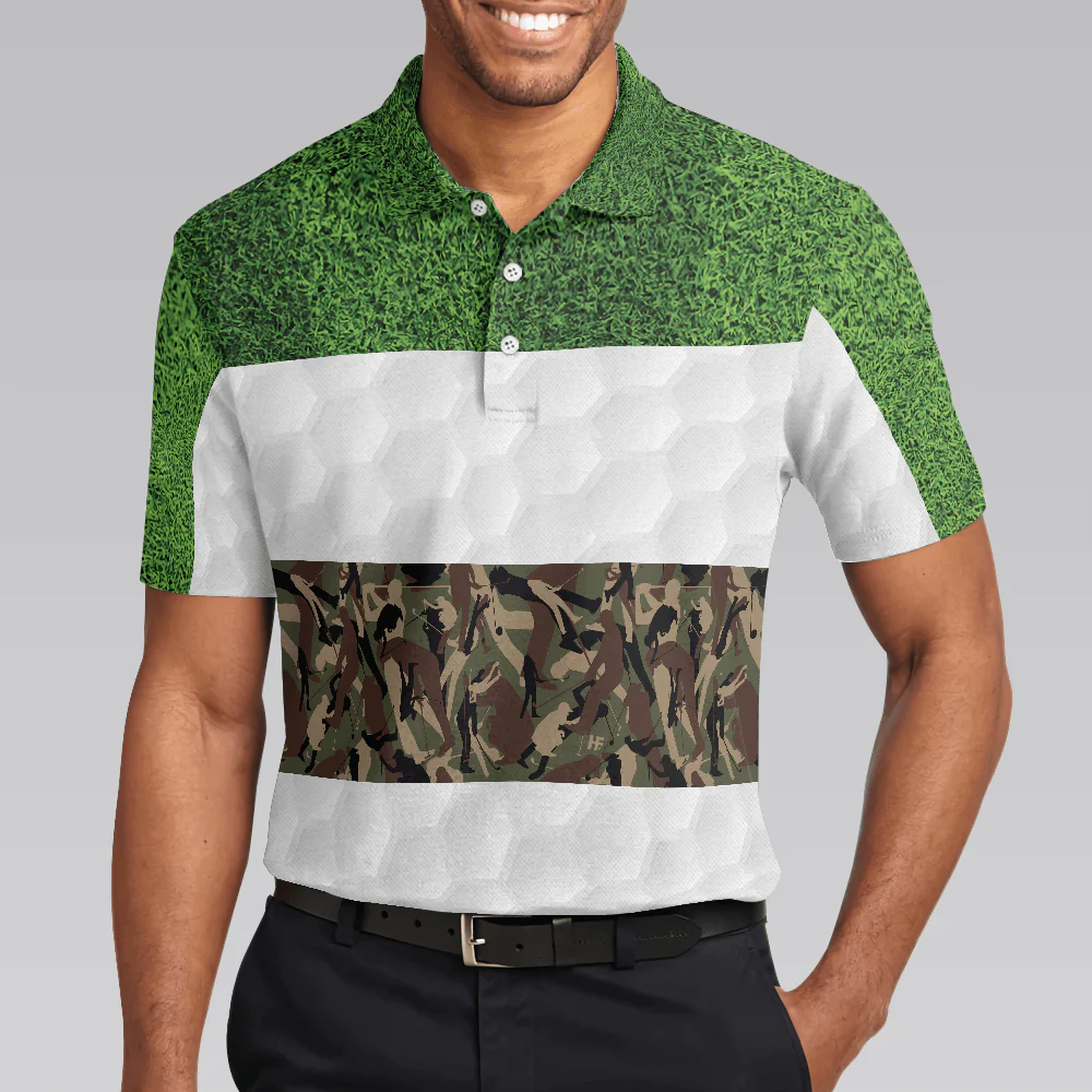 Men Golf Polo Shirt - Golf In Green And Camouflage Pattern Golf Men Polo Shirt, Cool Men Golf Polo Shirt - Perfect Polo Shirt For Men, Golfers - Image 5