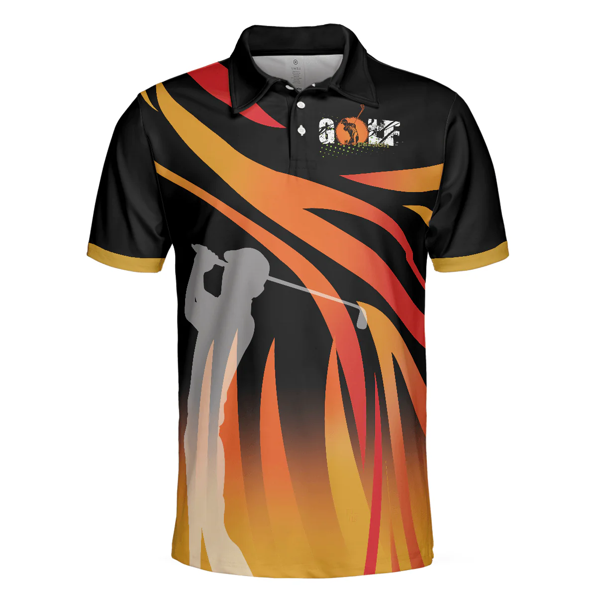Men Golf Polo Shirt - Golf In Passion Golf Men Polo Shirt, Black Flame Men Golf Polo Shirt - Perfect Polo Shirt For Men, Golfers - Image 3