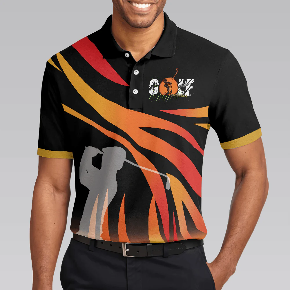 Men Golf Polo Shirt - Golf In Passion Golf Men Polo Shirt, Black Flame Men Golf Polo Shirt - Perfect Polo Shirt For Men, Golfers - Image 5