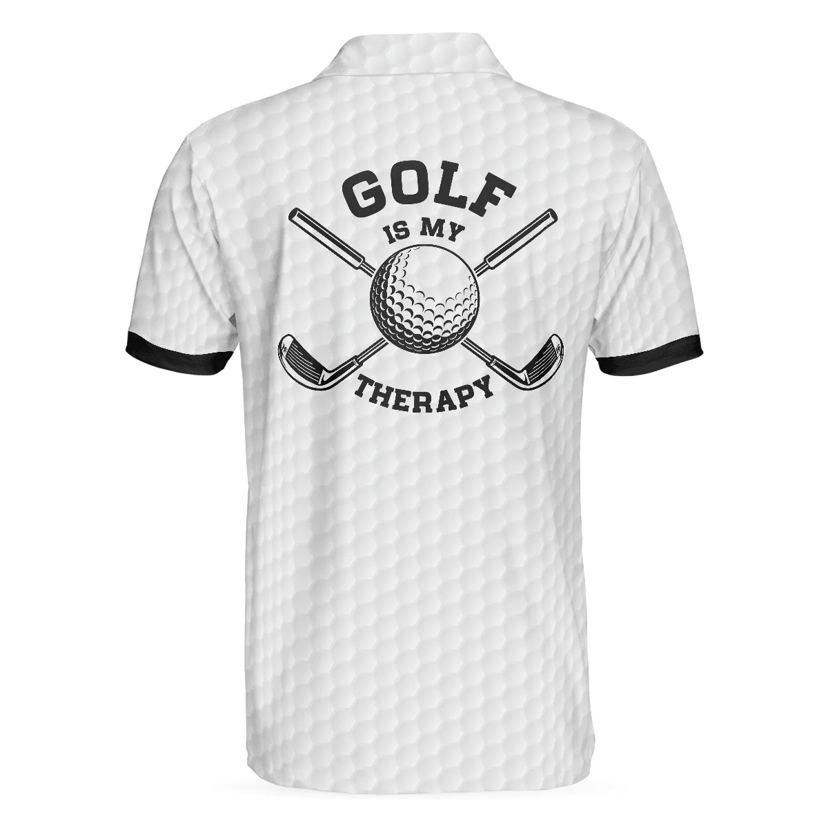 Men Golf Polo Shirt - Golf Is My Therapy Golf Polo Shirt, Black And White Golf Love Men Golf Polo Shirt - Perfect Polo Shirt For Men, Golfers - Image 2