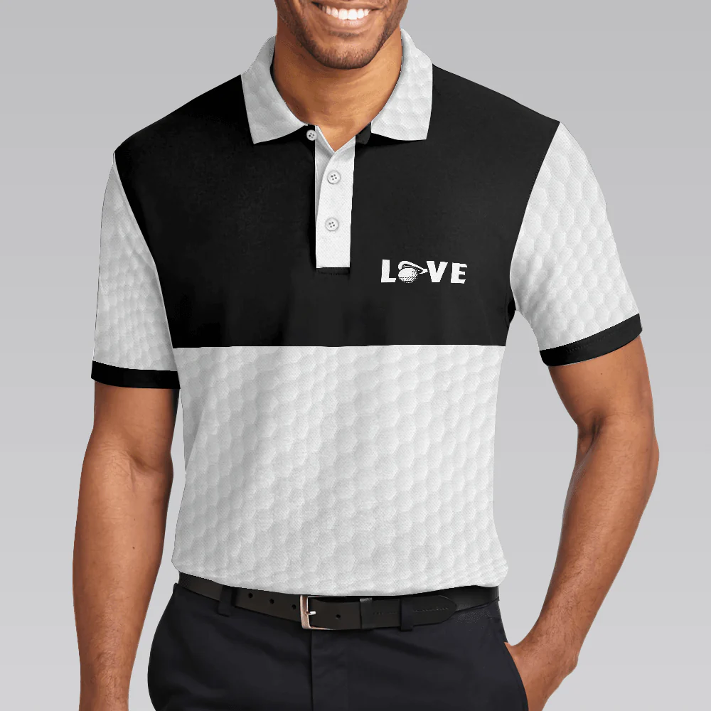 Men Golf Polo Shirt - Golf Is My Therapy Golf Polo Shirt, Black And White Golf Love Men Golf Polo Shirt - Perfect Polo Shirt For Men, Golfers - Image 4