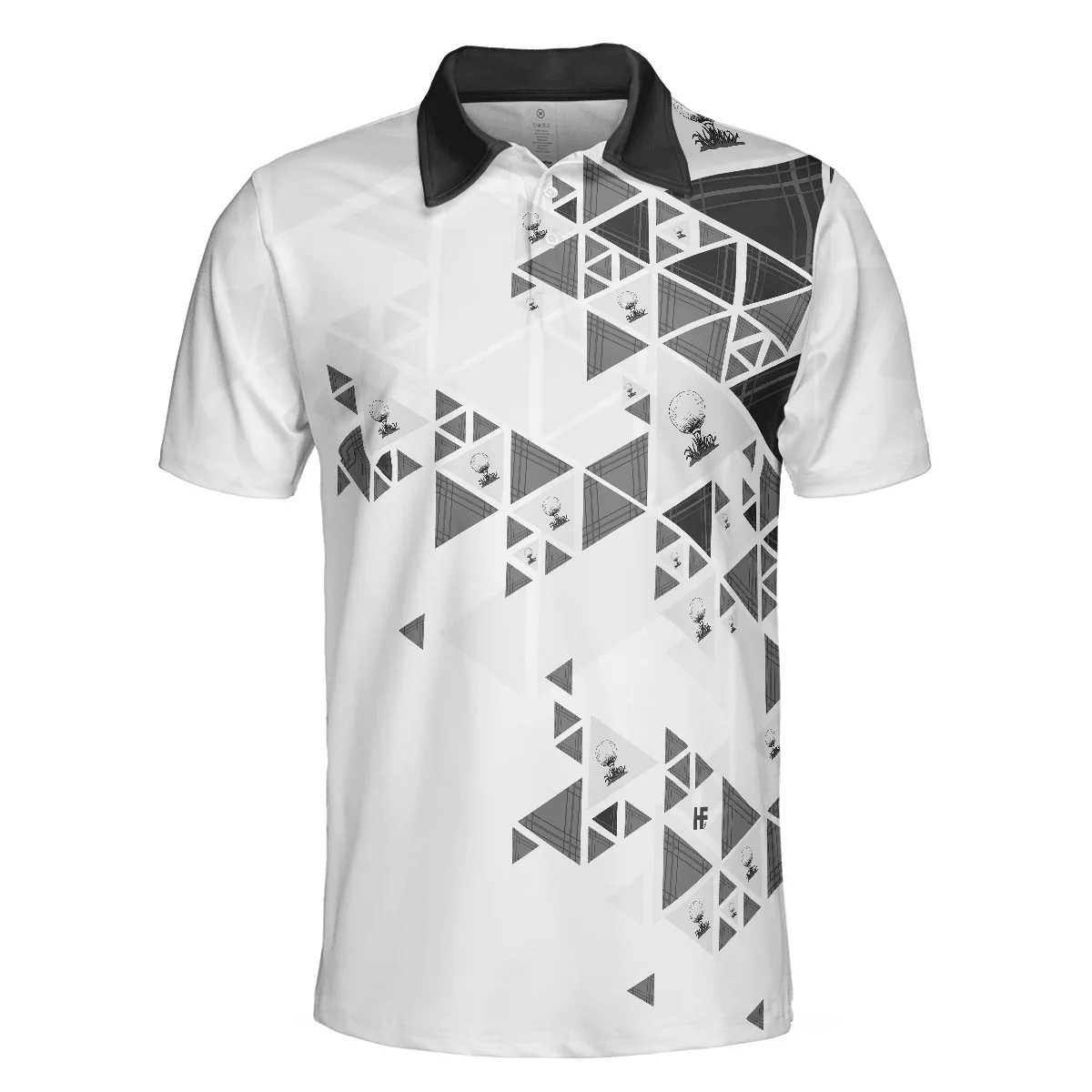 Men Golf Polo Shirt - Golf Pattern On Par For 50 Years Men Polo Shirt, Black And White Polo Shirt, Best Golf Shirt For Men, Golfers - Image 3