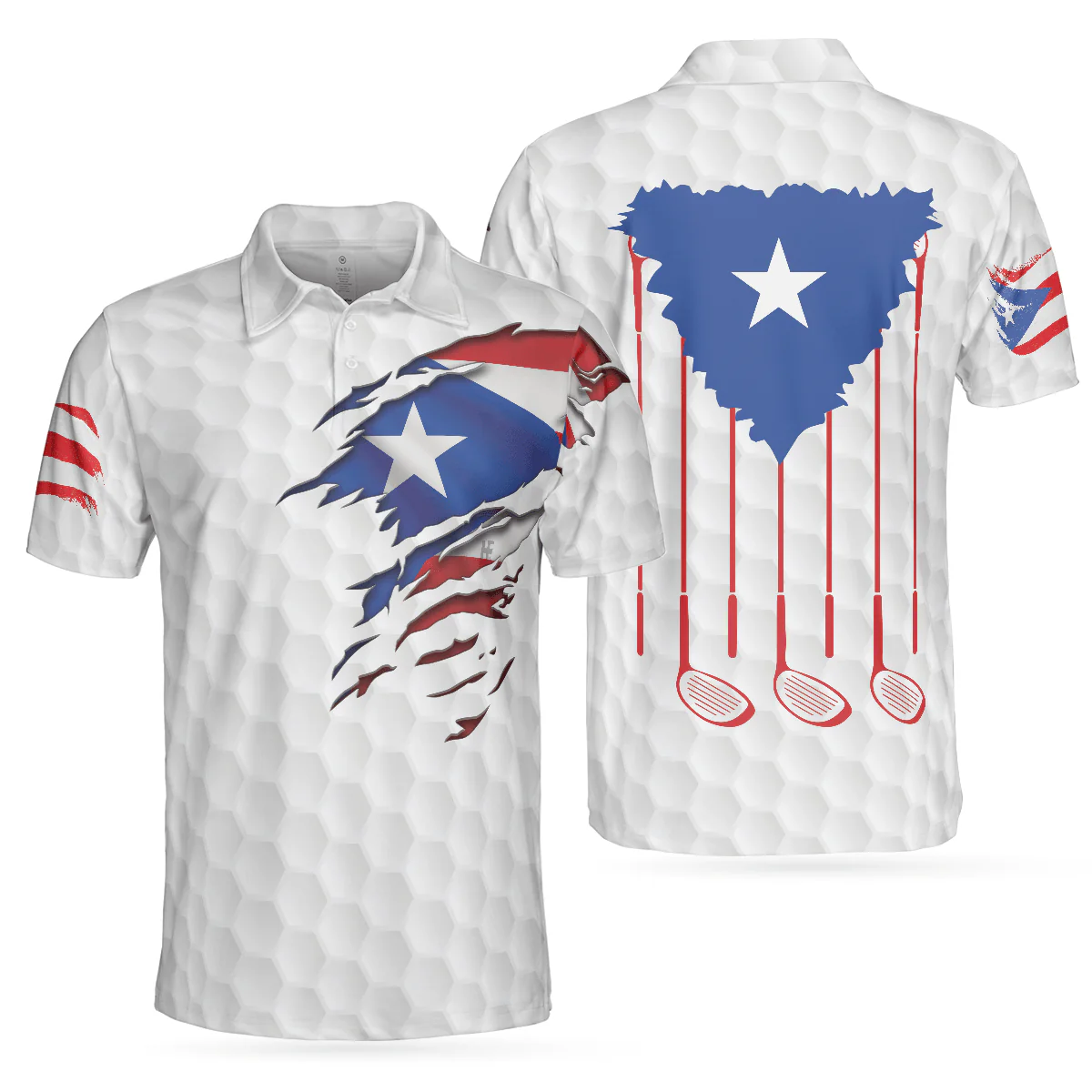 Men Golf Polo Shirt - Golf Puerto Rico Flag Men Polo Shirt, Simple Golfing Men Golf Polo Shirt - Perfect Polo Shirt For Men, Golfers