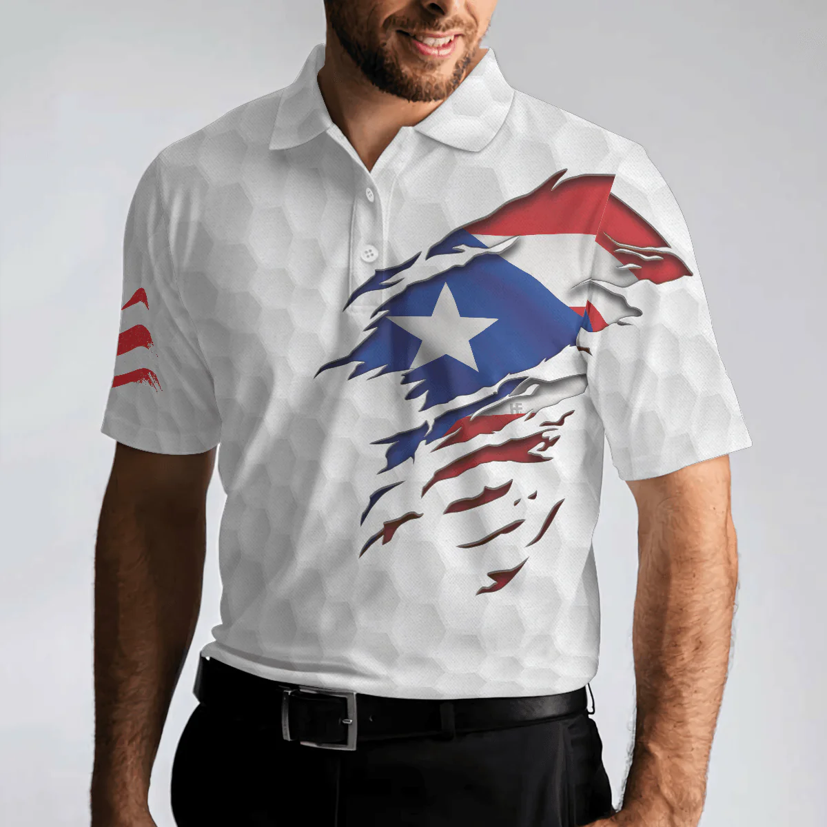 Men Golf Polo Shirt - Golf Puerto Rico Flag Men Polo Shirt, Simple Golfing Men Golf Polo Shirt - Perfect Polo Shirt For Men, Golfers - Image 5