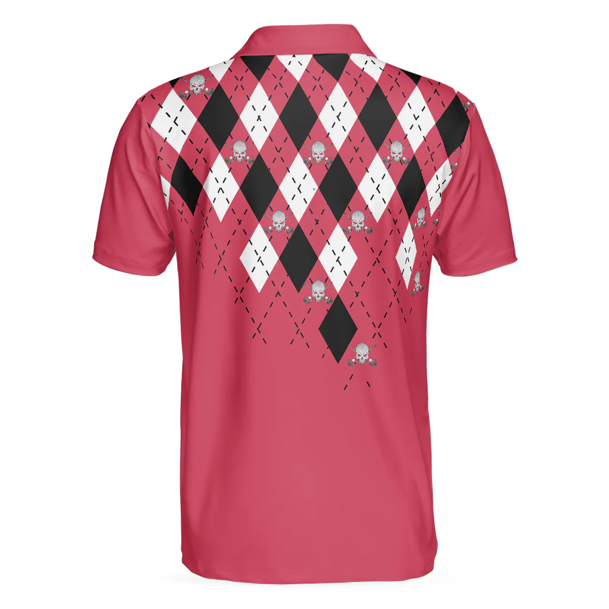 Men Golf Polo Shirt - Golf Shirt With Argyle Pattern Polo Shirt, Red Plaid Pattern Golf Shirt For Golf Enthusiasts, Vibrant Golf Shirt - Image 2