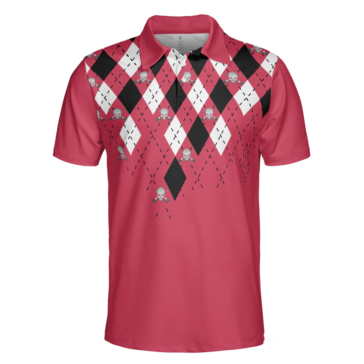 Men Golf Polo Shirt - Golf Shirt With Argyle Pattern Polo Shirt, Red Plaid Pattern Golf Shirt For Golf Enthusiasts, Vibrant Golf Shirt - Image 3