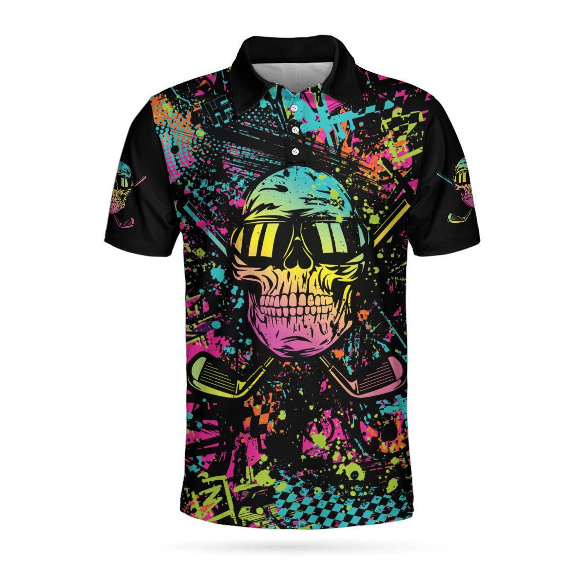 Men Golf Polo Shirt - Golf Skull Graffiti Polo Shirt, Streetwear Polo Shirt, Best Golf Shirt For Men, Golf Lover - Image 3