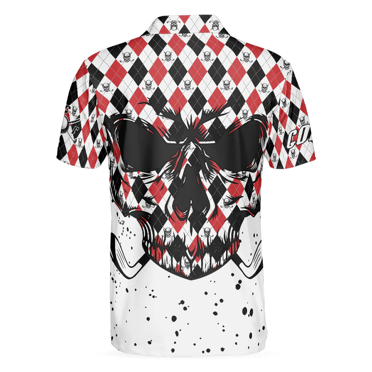 Men Golf Polo Shirt - Golf Skull Red Black And White Pattern Polo Shirt, Argyle Pattern Polo Shirt, Best Golf Shirt For Men, Golfers - Image 2