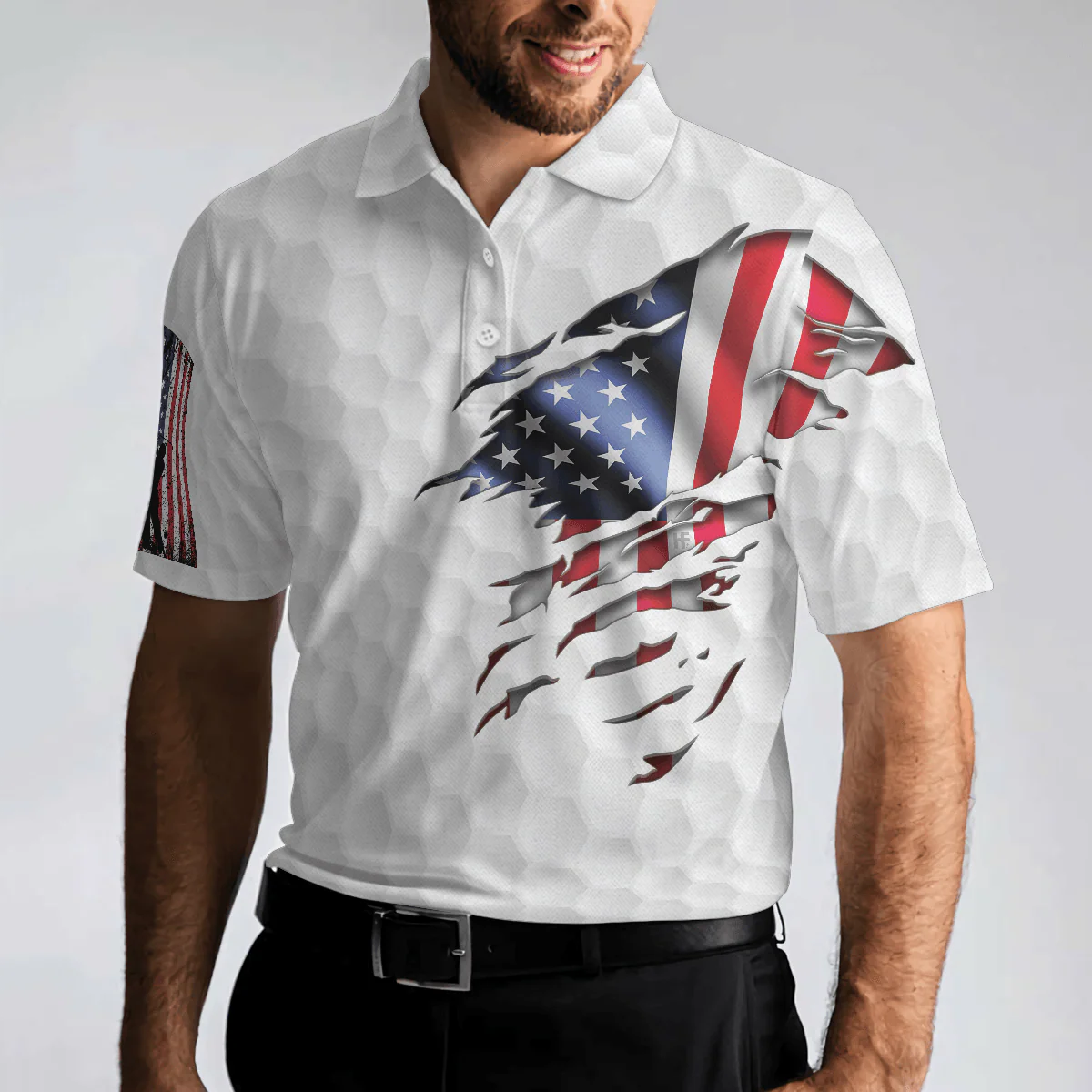 Men Golf Polo Shirt - Golf Solves Most Of My Problems Polo Shirt, American Flag Polo Shirt, Golf Shirt For Music Lovers, Golfers - Image 4