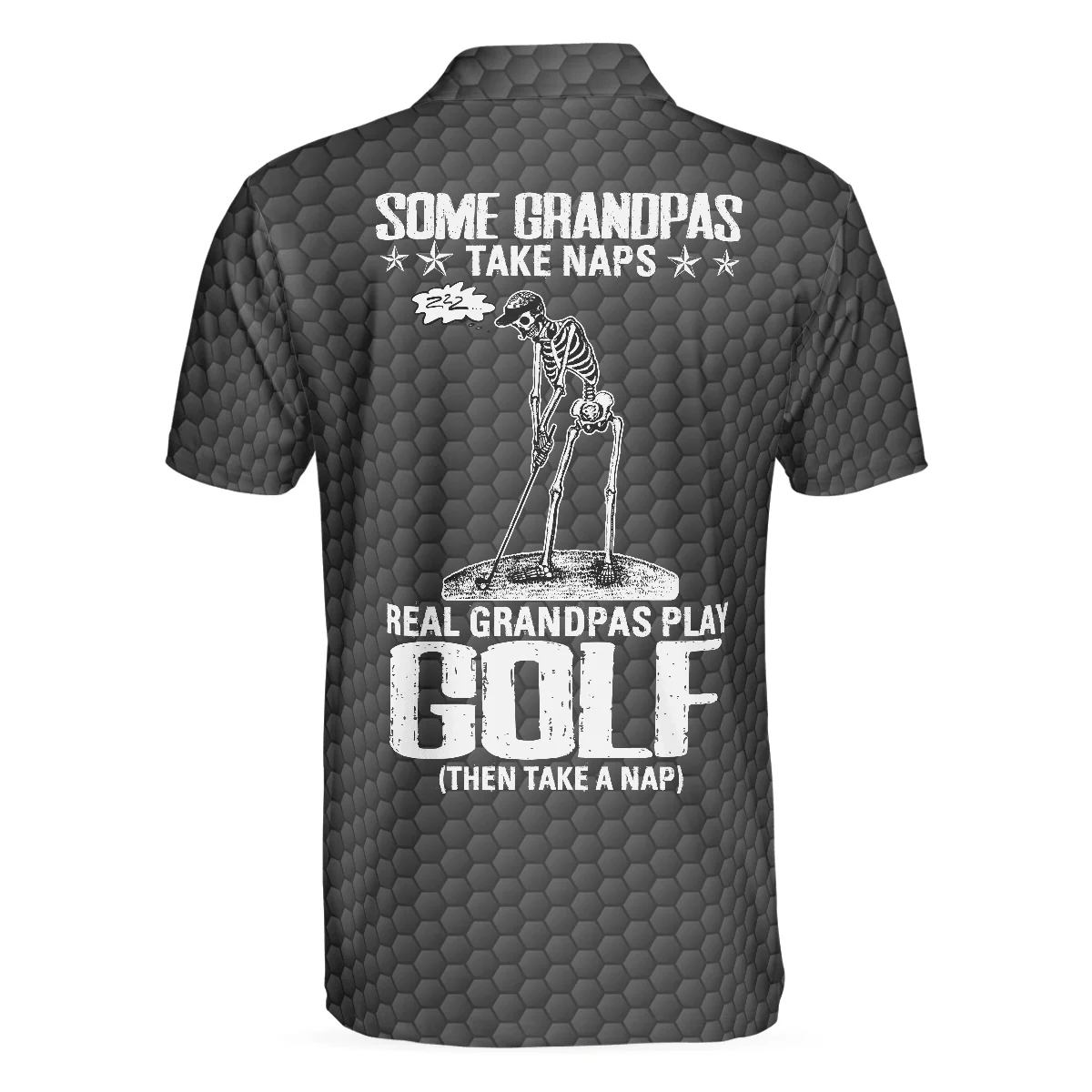 Men Golf Polo Shirt - Golf Some Grandpas Polo Shirt, Black Golf Seamless Pattern Skeleton Golfer Skull Golf Shirt For Men, Golfers - Image 2