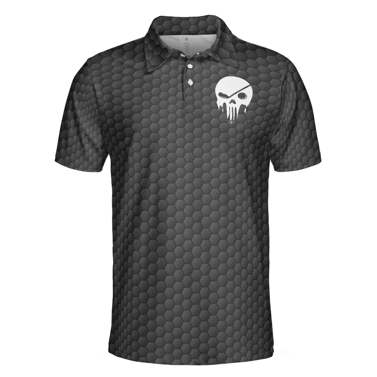 Men Golf Polo Shirt - Golf Some Grandpas Polo Shirt, Black Golf Seamless Pattern Skeleton Golfer Skull Golf Shirt For Men, Golfers - Image 3
