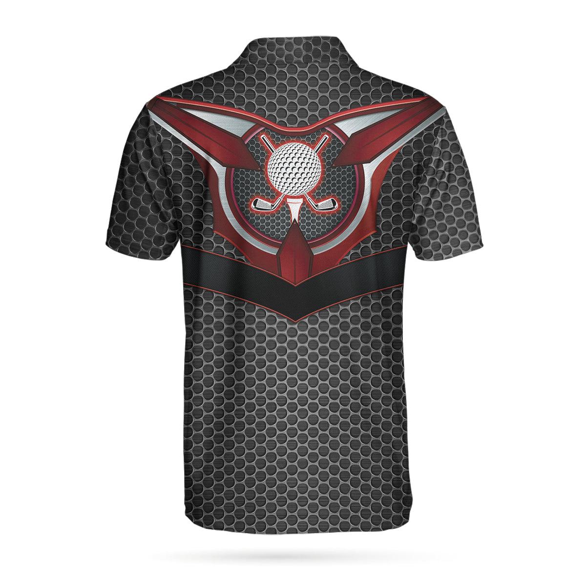 Men Golf Polo Shirt - Golf Tech Style Men Polo Shirt, Black Steel Hornet Nest Pattern Men Golf Polo Shirt - Perfect Polo Shirt For Men, Golfers - Image 2