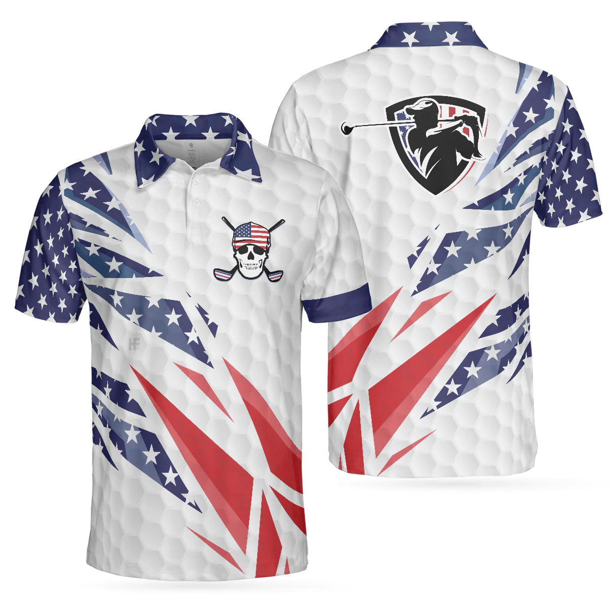 Men Golf Polo Shirt - Golf Texture Swing, Fierce American Flag Men Golf Polo Shirt - Perfect Polo Shirt For Men, Golfers