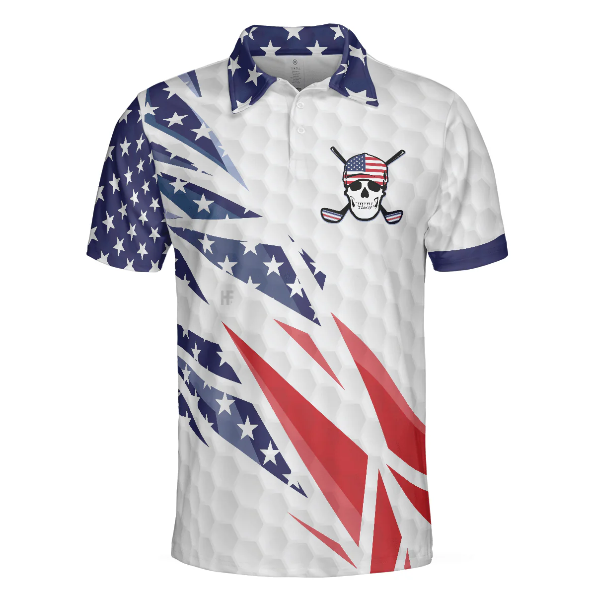 Men Golf Polo Shirt - Golf Texture Swing, Fierce American Flag Men Golf Polo Shirt - Perfect Polo Shirt For Men, Golfers - Image 3