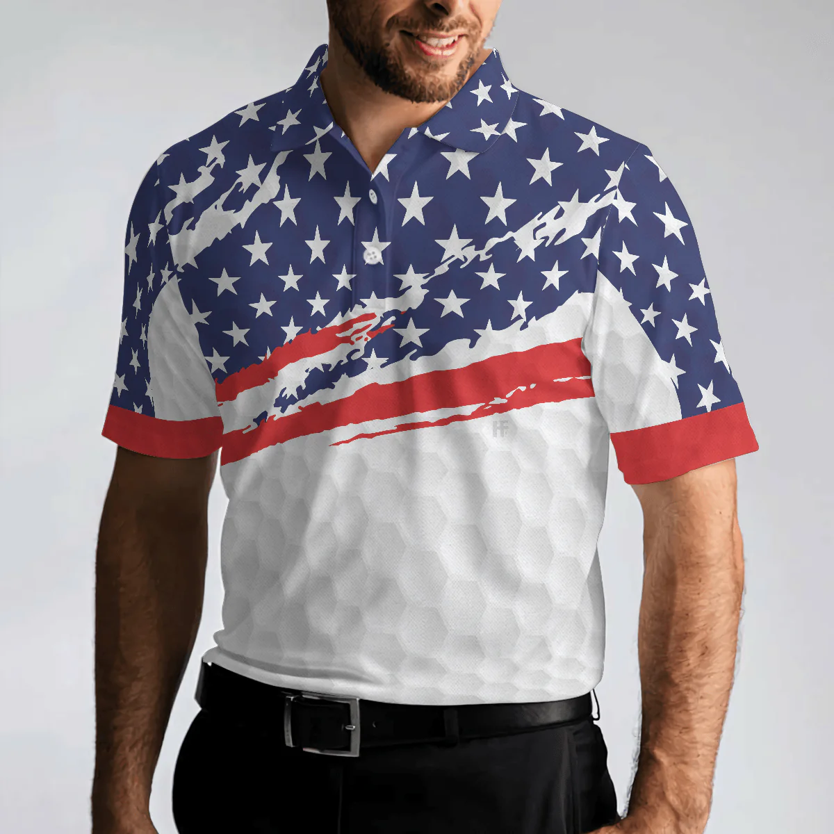 Men Golf Polo Shirt - Golf Texture USA Men Golf Polo Shirt - Perfect Polo Shirt For Men, Golfers - Image 5
