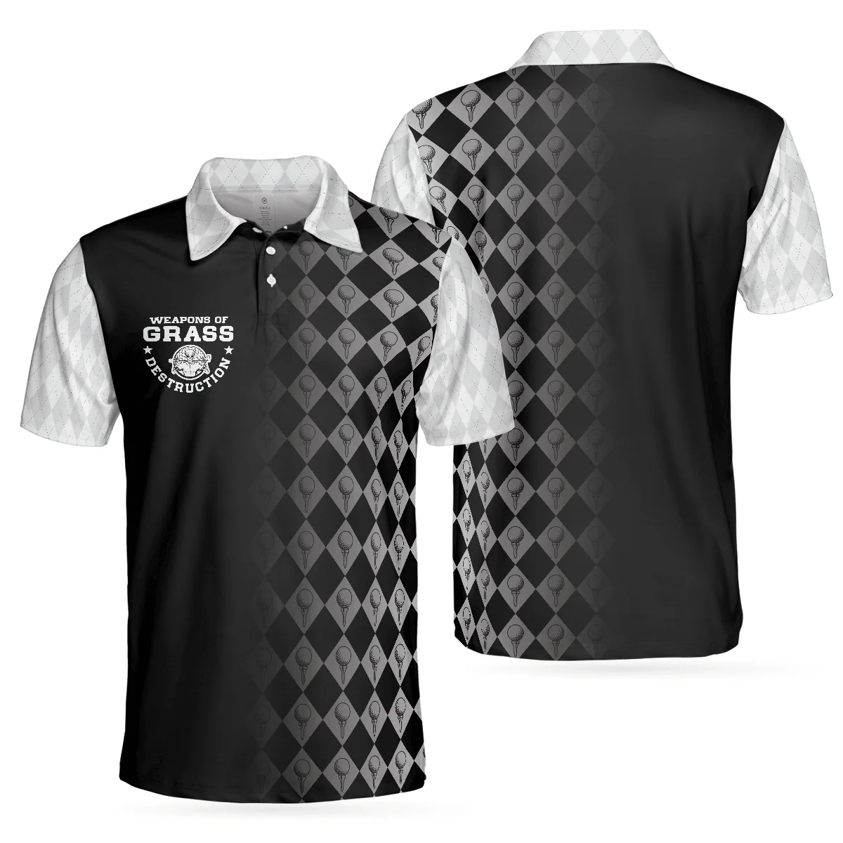 Men Golf Polo Shirt - Golf Weapons Of Grass Destruction Men Polo Shirt, Black And White Golf Shirt For Men, Best Gift For Men, Golfers