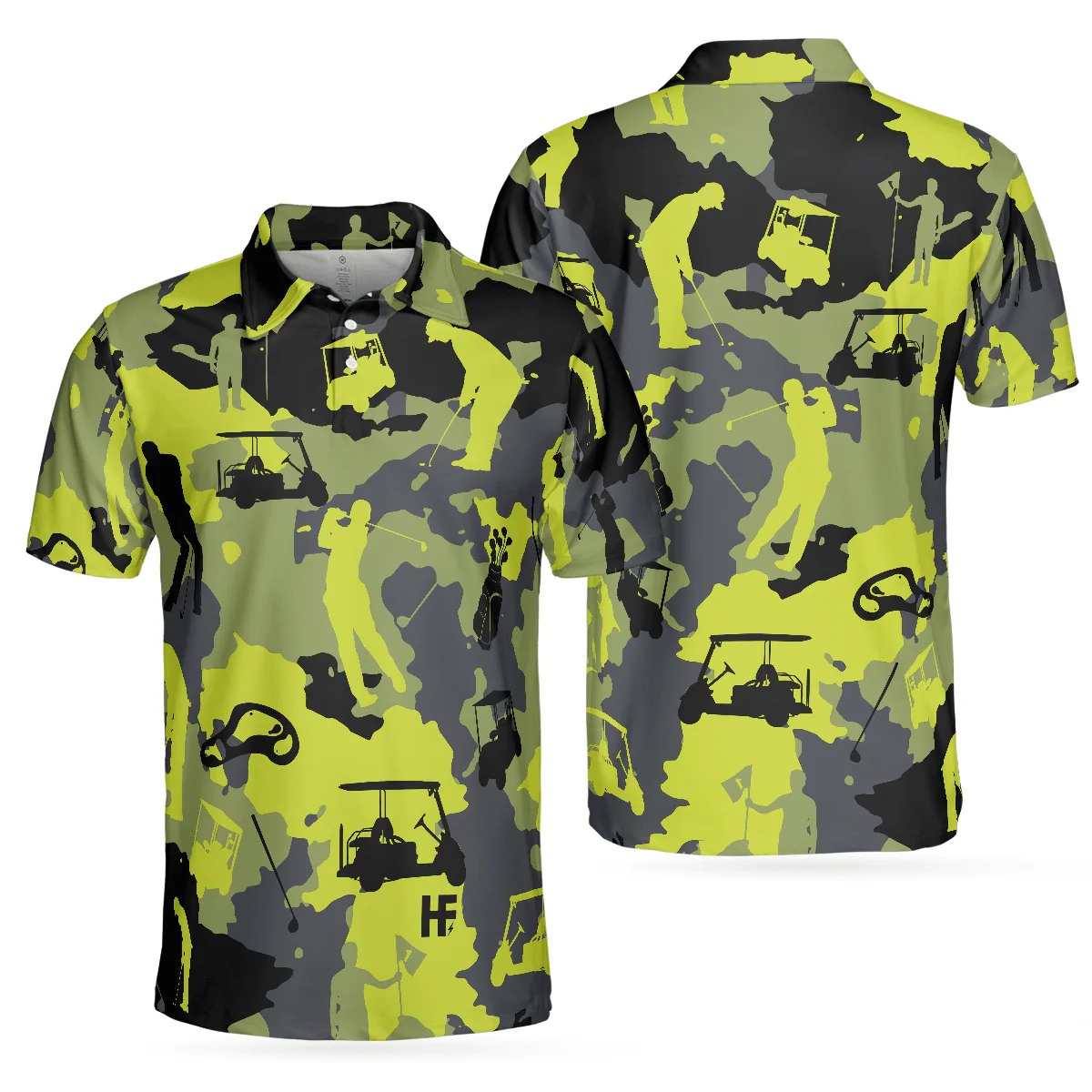 Men Golf Polo Shirt - Green And Grey Camouflage, Military Streetwear, Camo Men Golf Polo Shirt - Perfect Polo Shirt For Men, Golfers
