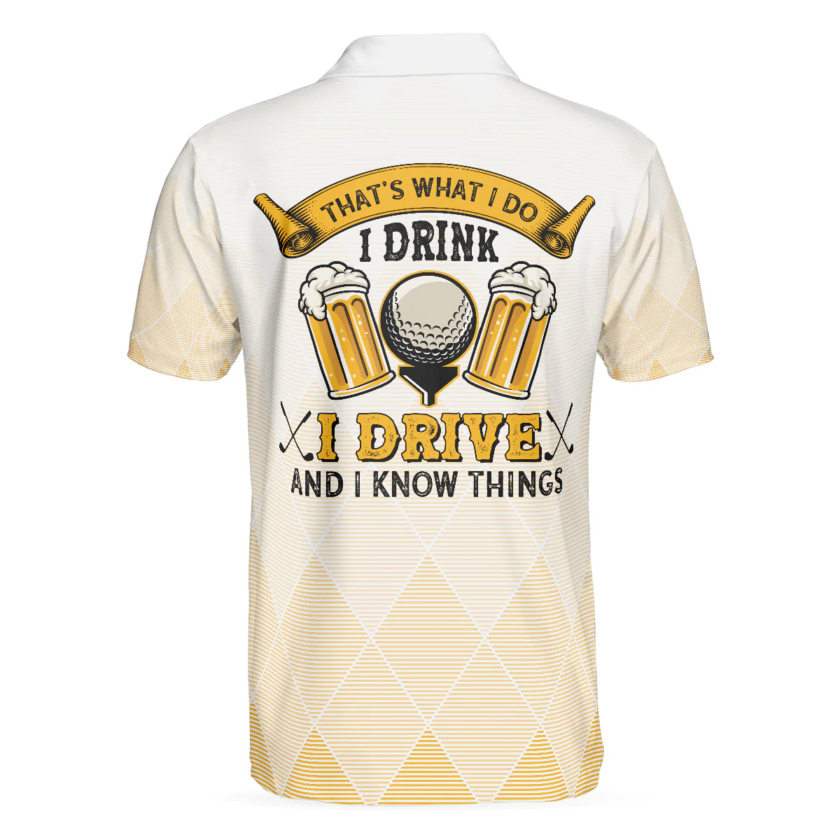 Men Golf Polo Shirt - I Drink I Drive And I Know Things Argyle Pattern Golf Polo Shirt, Golf Shirt For Beer Lovers, Best Gift For Men - Image 2