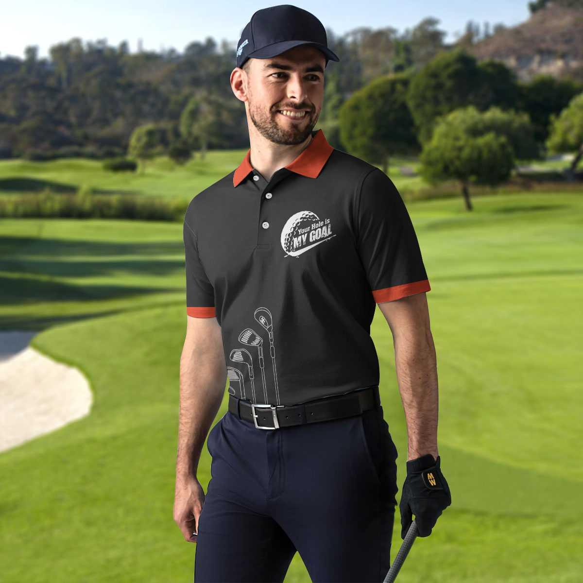 Men Golf Polo Shirt - Life Is Full Of Important Choices Golf Clubs Polo Shirt, Your Hole Is My Goal Polo Shirt - Perfect Polo Shirt For Men - Image 2