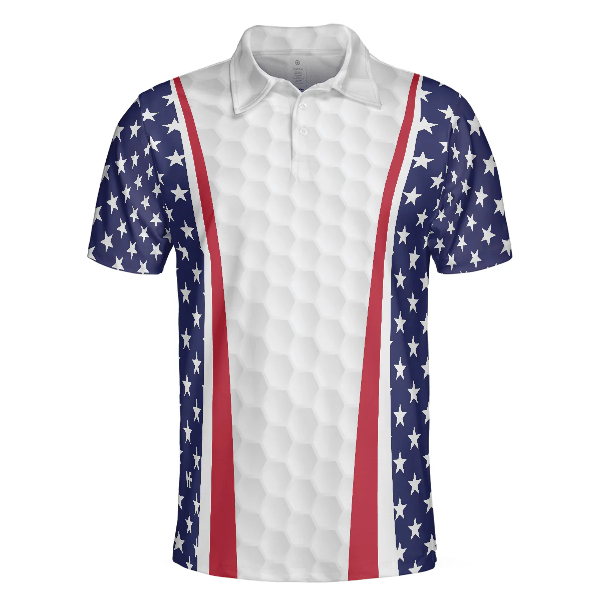 Men Golf Polo Shirt - Patriotic Golf Texture Skull USA Flag Golf Men Polo Shirt, American Flag Polo Shirt, Best Golf Shirt For Men - Image 3