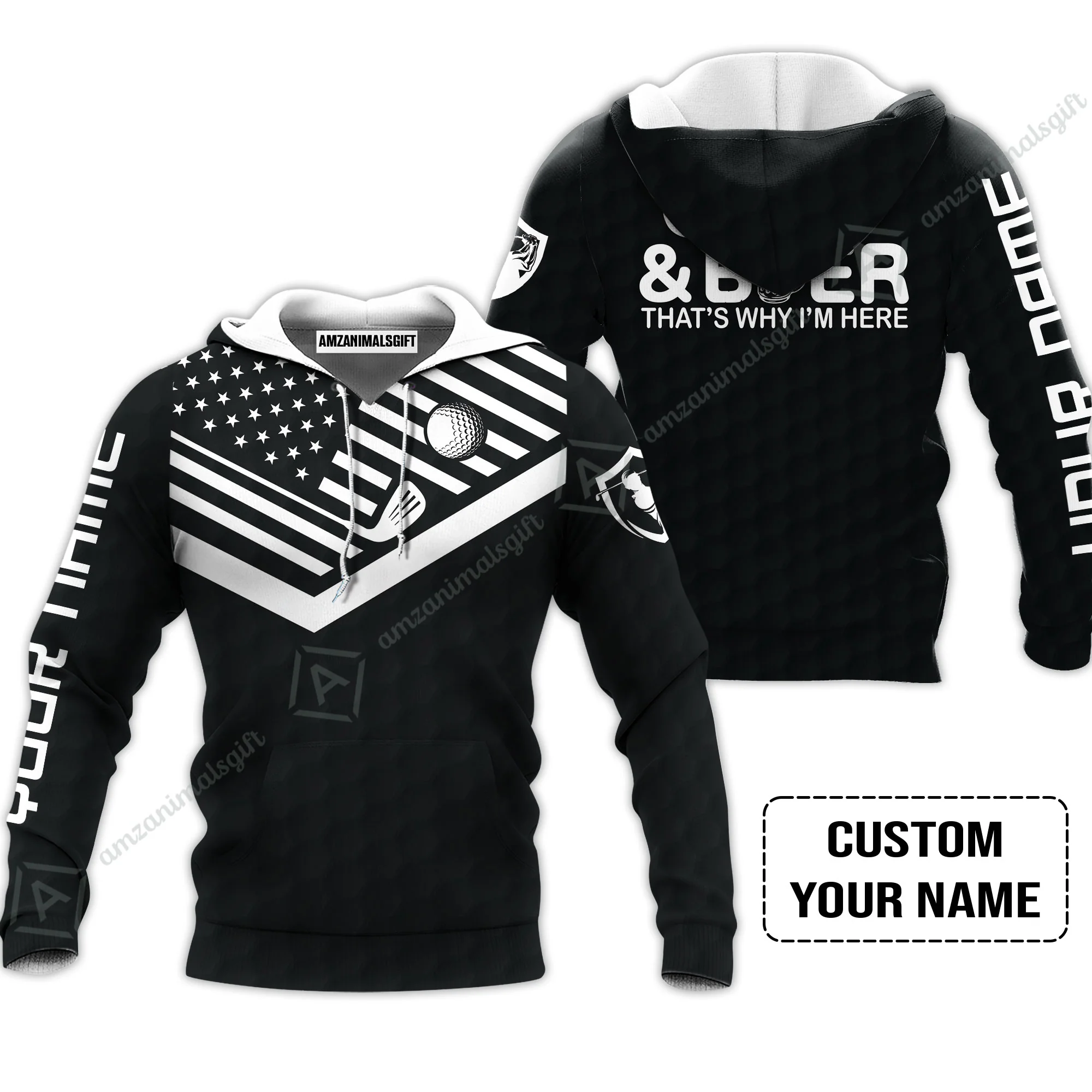 Men Golf Polo Shirt - Personalized American Flag Golf Polo Shirt, Golf And Beer That's Why I'm Here Custom Polo Shirt - Image 4