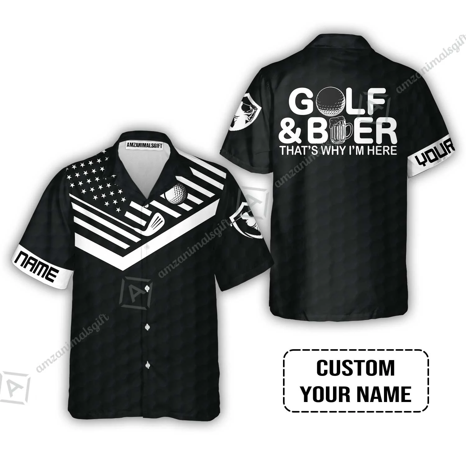 Men Golf Polo Shirt - Personalized American Flag Golf Polo Shirt, Golf And Beer That's Why I'm Here Custom Polo Shirt - Image 8
