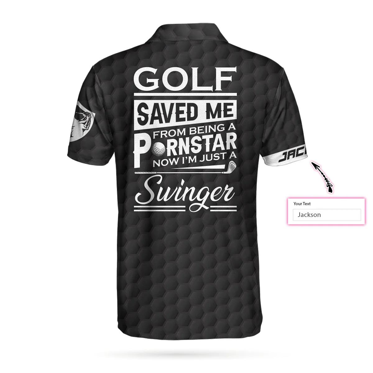 Men Golf Polo Shirt - Personalized Funny American Flag Golf Ball Golf Clubs Men Polo Shirt, Golf Saved Me From Being A Pornstar Custom Shirt For Men - Image 3