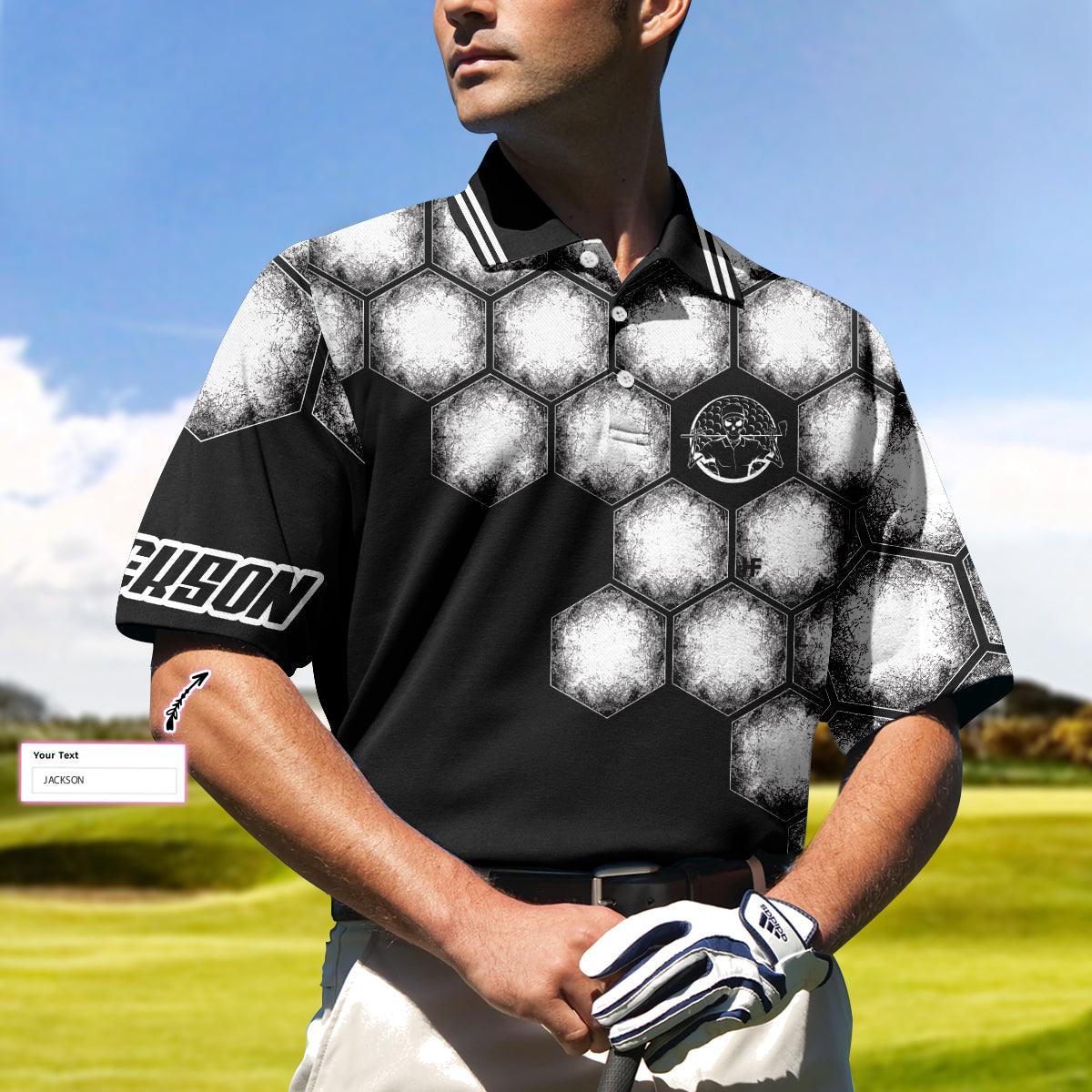 Men Golf Polo Shirt - Personalized Golf Ball Black White Polo Shirt, Best Custom Polo Shirt For Golf Players, Cool Golfing Shirt For Gofl Lover - Image 4