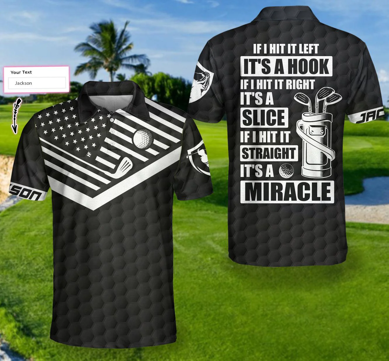 Men Golf Polo Shirt - Personalized Golf Men Polo Shirt, If It Hit Left Black American Flag Men Golf Polo Shirt - Perfect Polo Shirt For Men, Golfers