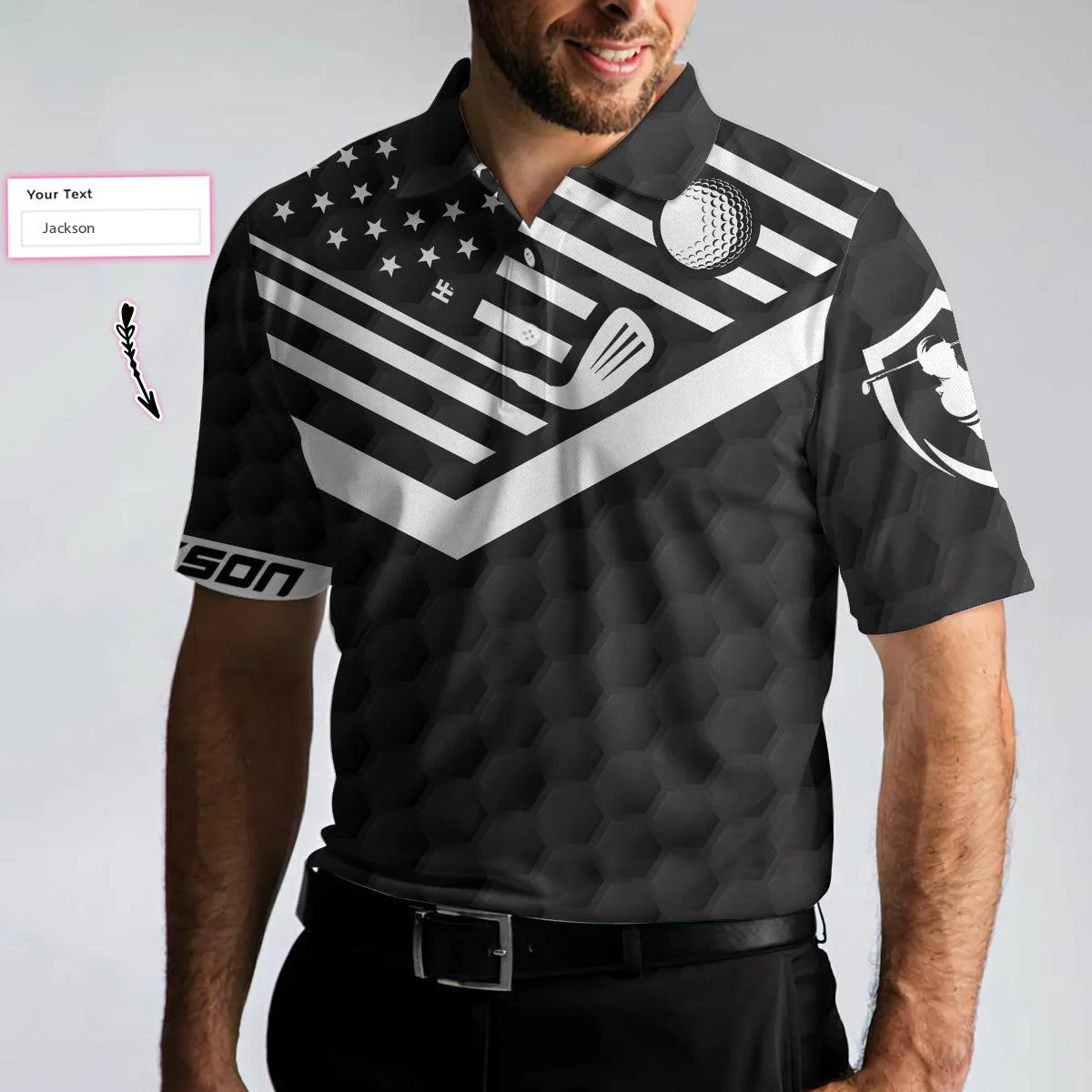 Men Golf Polo Shirt - Personalized Golf Men Polo Shirt, If It Hit Left Black American Flag Men Golf Polo Shirt - Perfect Polo Shirt For Men, Golfers - Image 5
