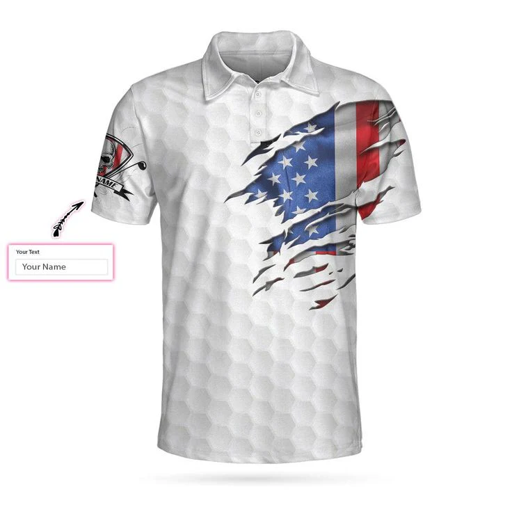 Men Golf Polo Shirt - Personalized US Flag Golfing Skeleton, It Takes A Lot Of Balls To Golf The Way I Do Shirt Golf Men Polo Shirt For Men, Golf Lover - Image 2