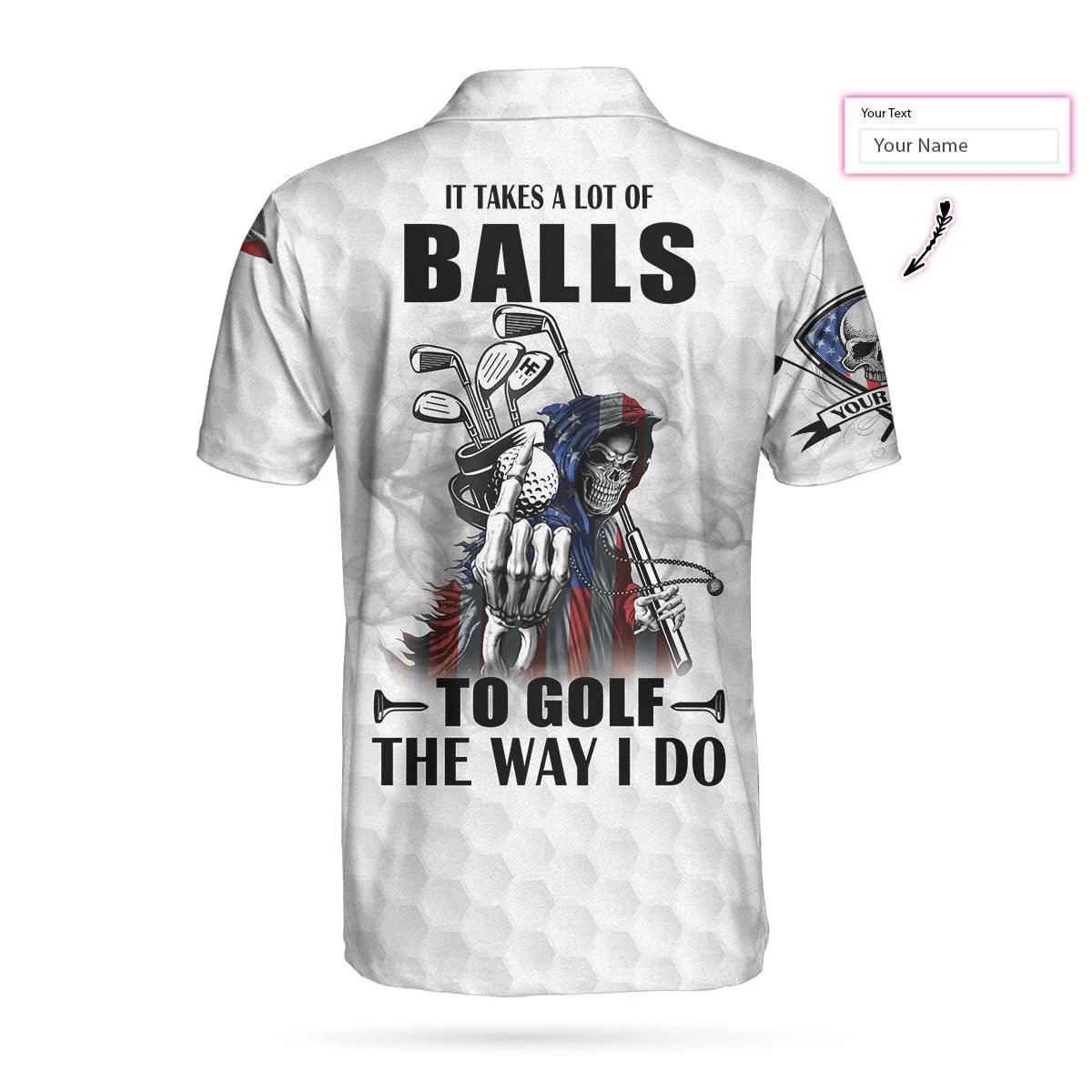 Men Golf Polo Shirt - Personalized US Flag Golfing Skeleton, It Takes A Lot Of Balls To Golf The Way I Do Shirt Golf Men Polo Shirt For Men, Golf Lover - Image 3