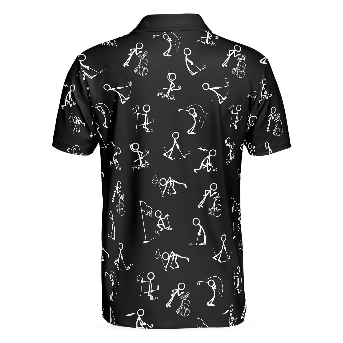 Men Golf Polo Shirt - Stickfigures Playing Golf Polo Shirt, Doodling Golfer Polo Shirt, Best Golf Shirt For Men - Perfect Gift For Men, Golfers - Image 2