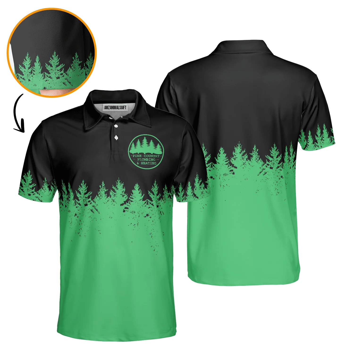 Men Golf Polo Shirt - Stupid Tree Funny Definition Polo Shirt, Black And Green Pine Forest Polo Shirt For Men - Perfect Gift For Men, Golfers