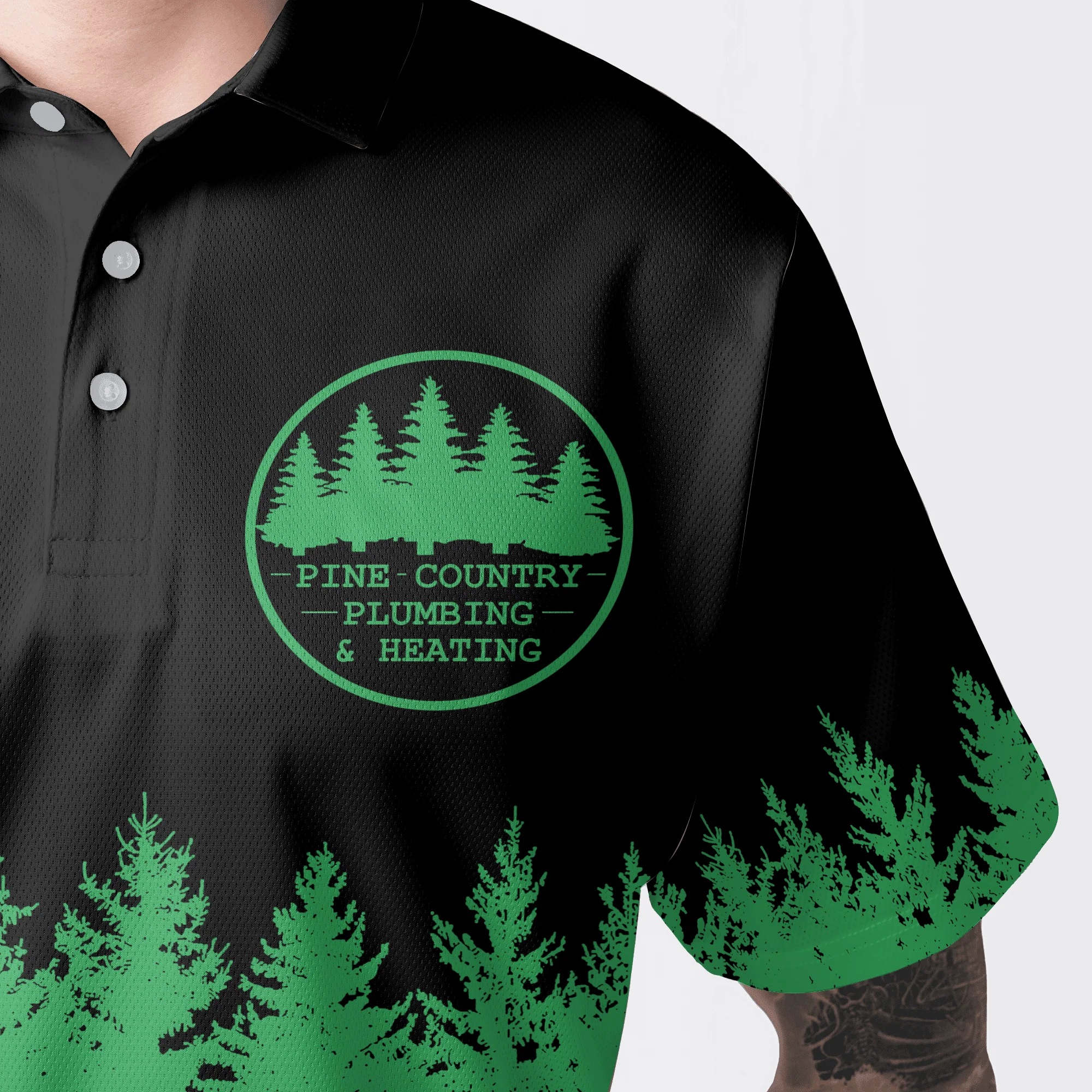 Men Golf Polo Shirt - Stupid Tree Funny Definition Polo Shirt, Black And Green Pine Forest Polo Shirt For Men - Perfect Gift For Men, Golfers - Image 5