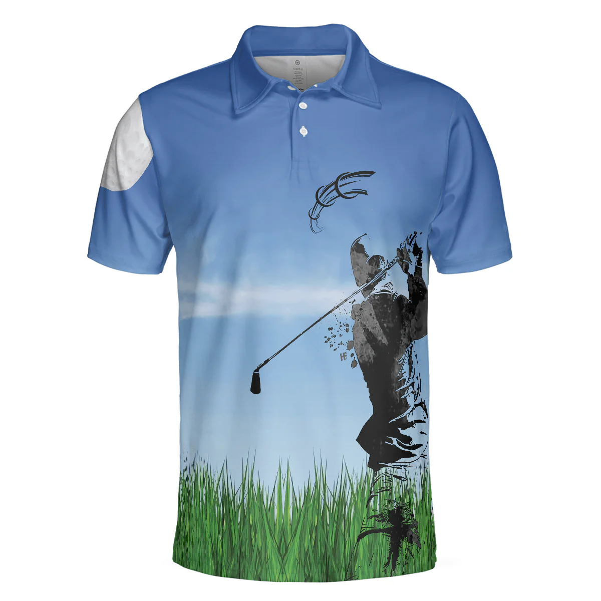Men Golf Polo Shirt - Swing Polo Shirt, Blue Golf Ball Pattern Polo Shirt For Golfers, Best Golf Polo Shirt For Hot Weather - Perfect Gift For Men, Golfers - Image 3