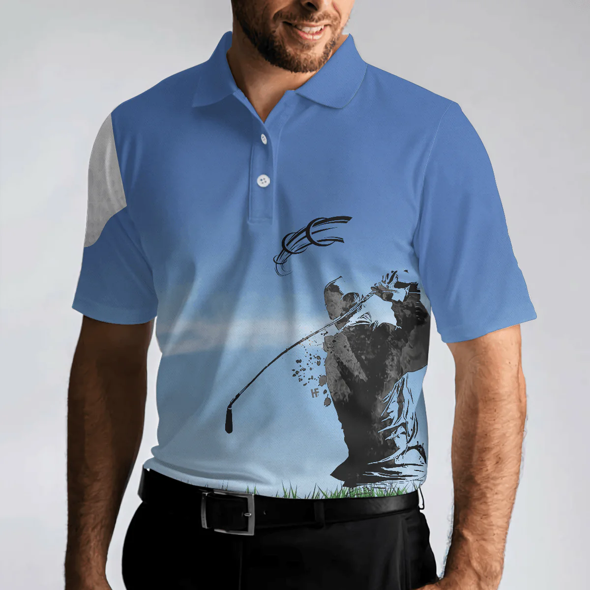 Men Golf Polo Shirt - Swing Polo Shirt, Blue Golf Ball Pattern Polo Shirt For Golfers, Best Golf Polo Shirt For Hot Weather - Perfect Gift For Men, Golfers - Image 4
