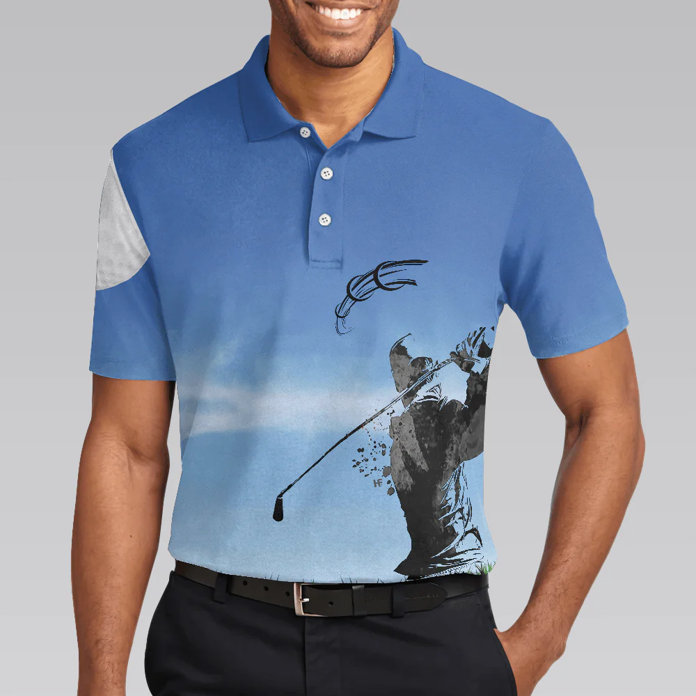 Men Golf Polo Shirt - Swing Polo Shirt, Blue Golf Ball Pattern Polo Shirt For Golfers, Best Golf Polo Shirt For Hot Weather - Perfect Gift For Men, Golfers - Image 5