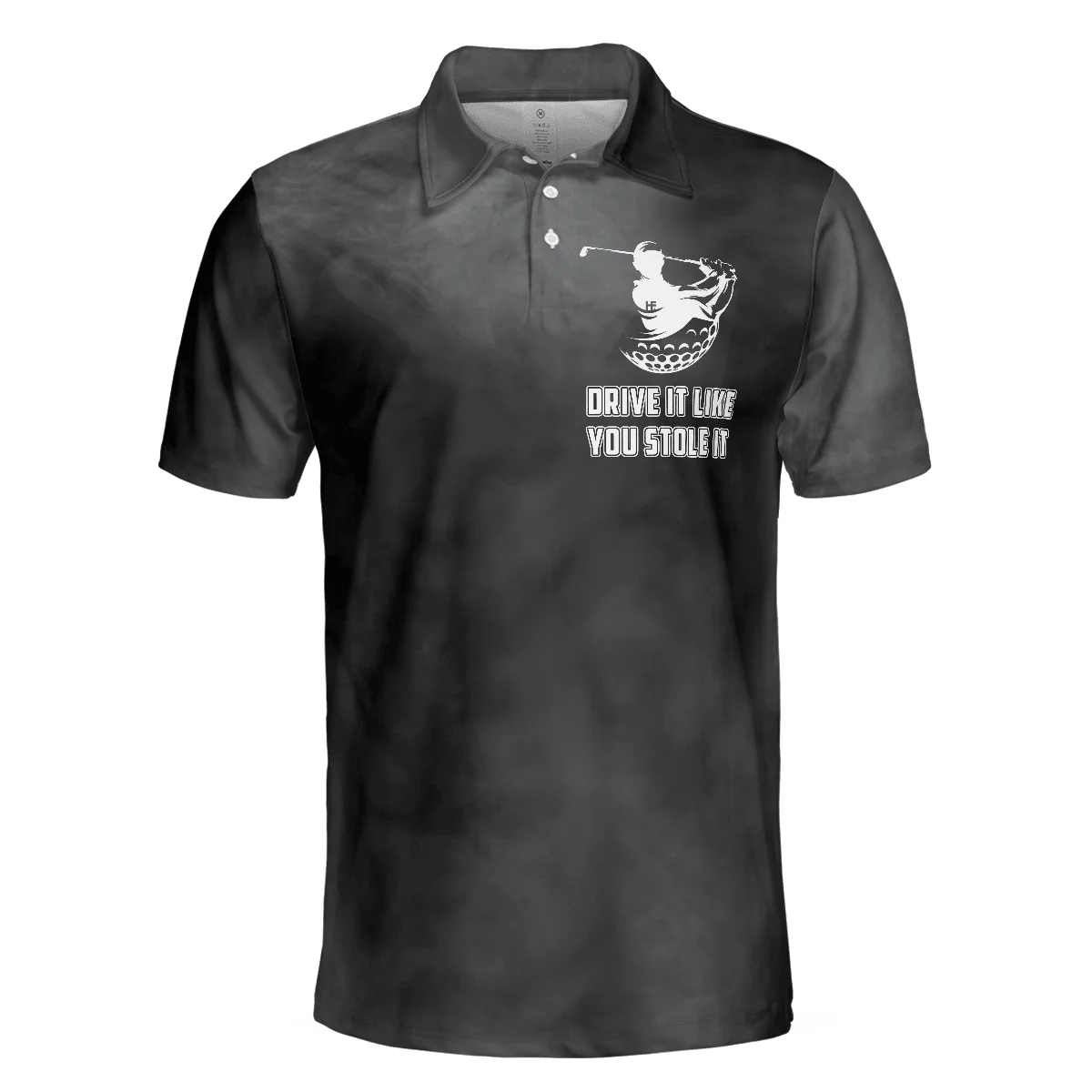 Men Golf Polo Shirt - Swing Thoughts Golf Polo Shirt, Black And Smoke Golfing Shirt, Funny Golf Shirt For Men - Perfect Gift For Men, Golfers - Image 3