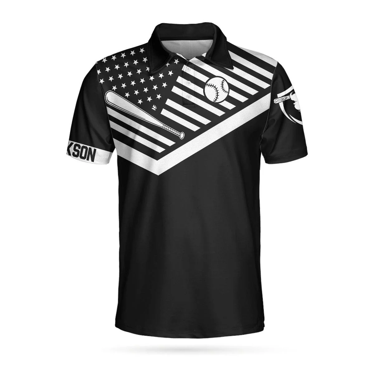 Men Golf Polo Shirt - Take Me Out To The Ball Game Custom Polo Shirt, Personalized Black American Flag Baseball Shirt - Perfect Gift For Men, Golf Lover - Image 2