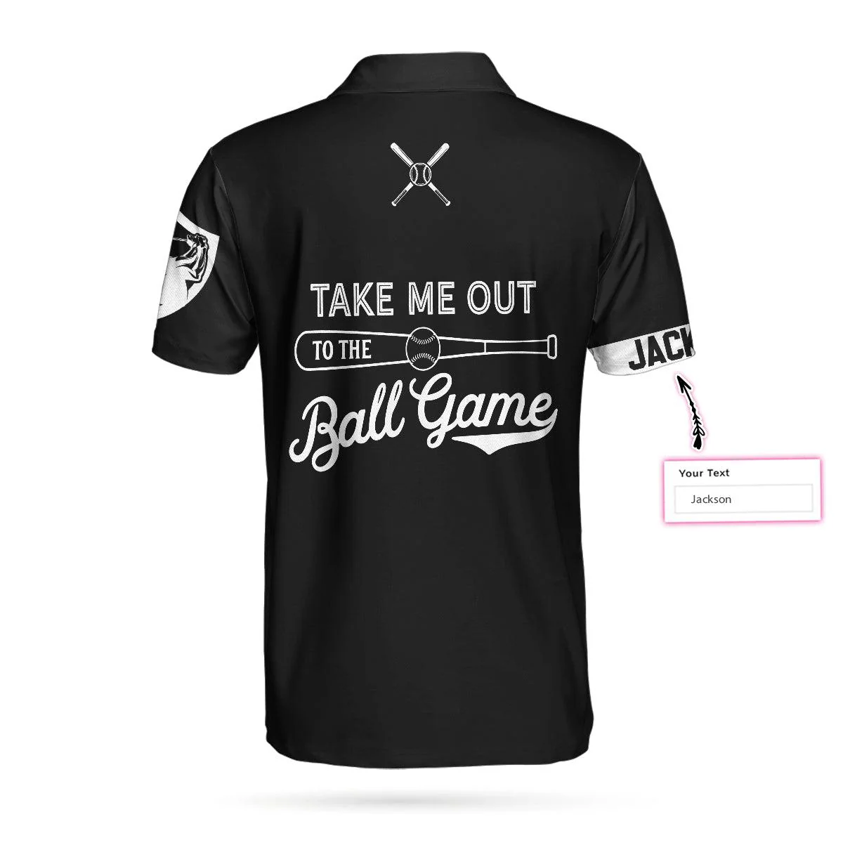 Men Golf Polo Shirt - Take Me Out To The Ball Game Custom Polo Shirt, Personalized Black American Flag Baseball Shirt - Perfect Gift For Men, Golf Lover - Image 3