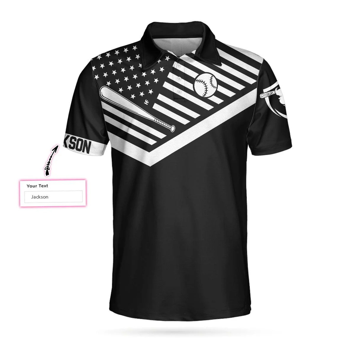 Men Golf Polo Shirt - Take Me Out To The Ball Game Custom Polo Shirt, Personalized Black American Flag Baseball Shirt - Perfect Gift For Men, Golf Lover - Image 4
