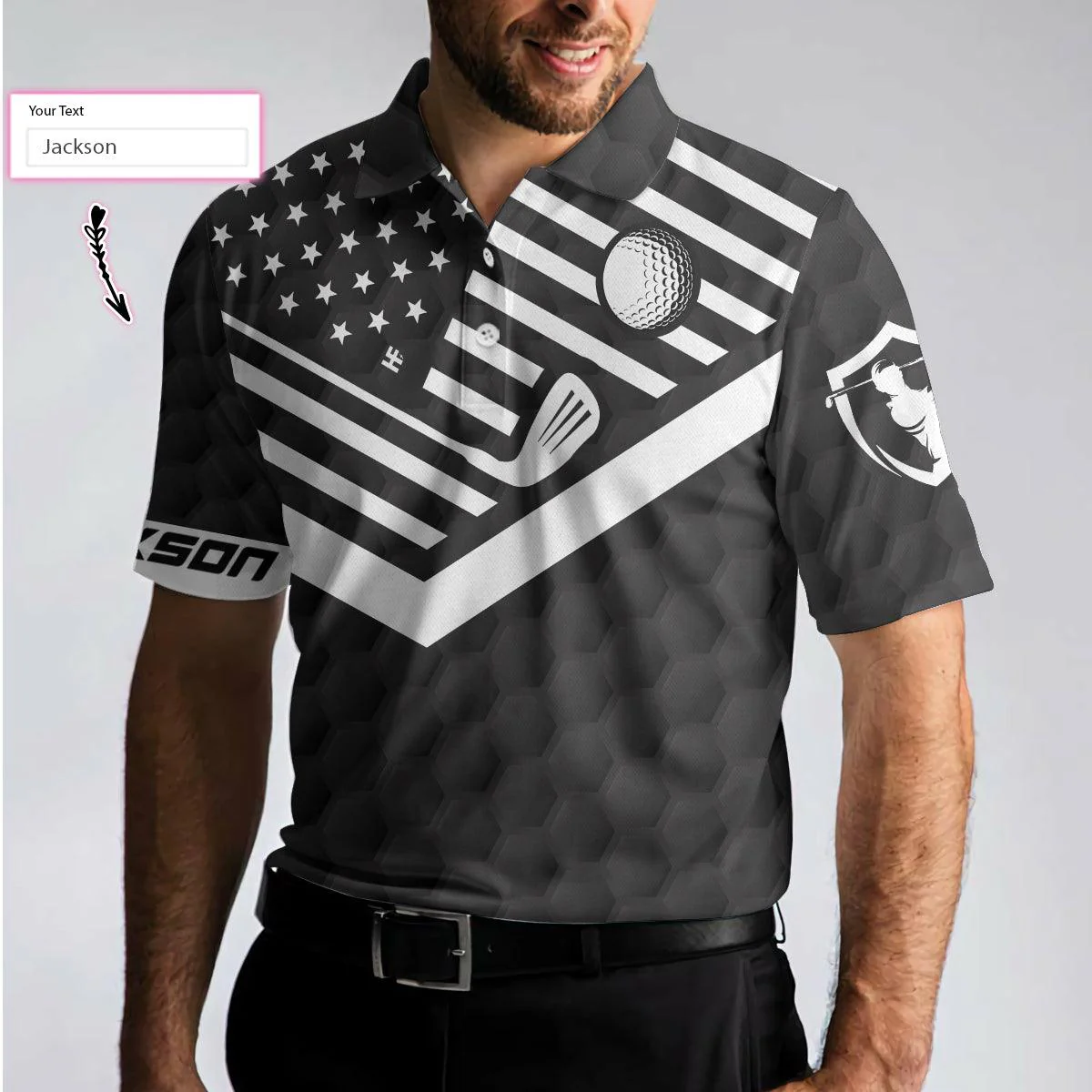 Men Golf Polo Shirt - Talk Birdie To Me Custom Polo Shirt, Personalized Black American Flag Men Golf Polo Shirt - Perfect Polo Shirt For Men, Golfers - Image 2