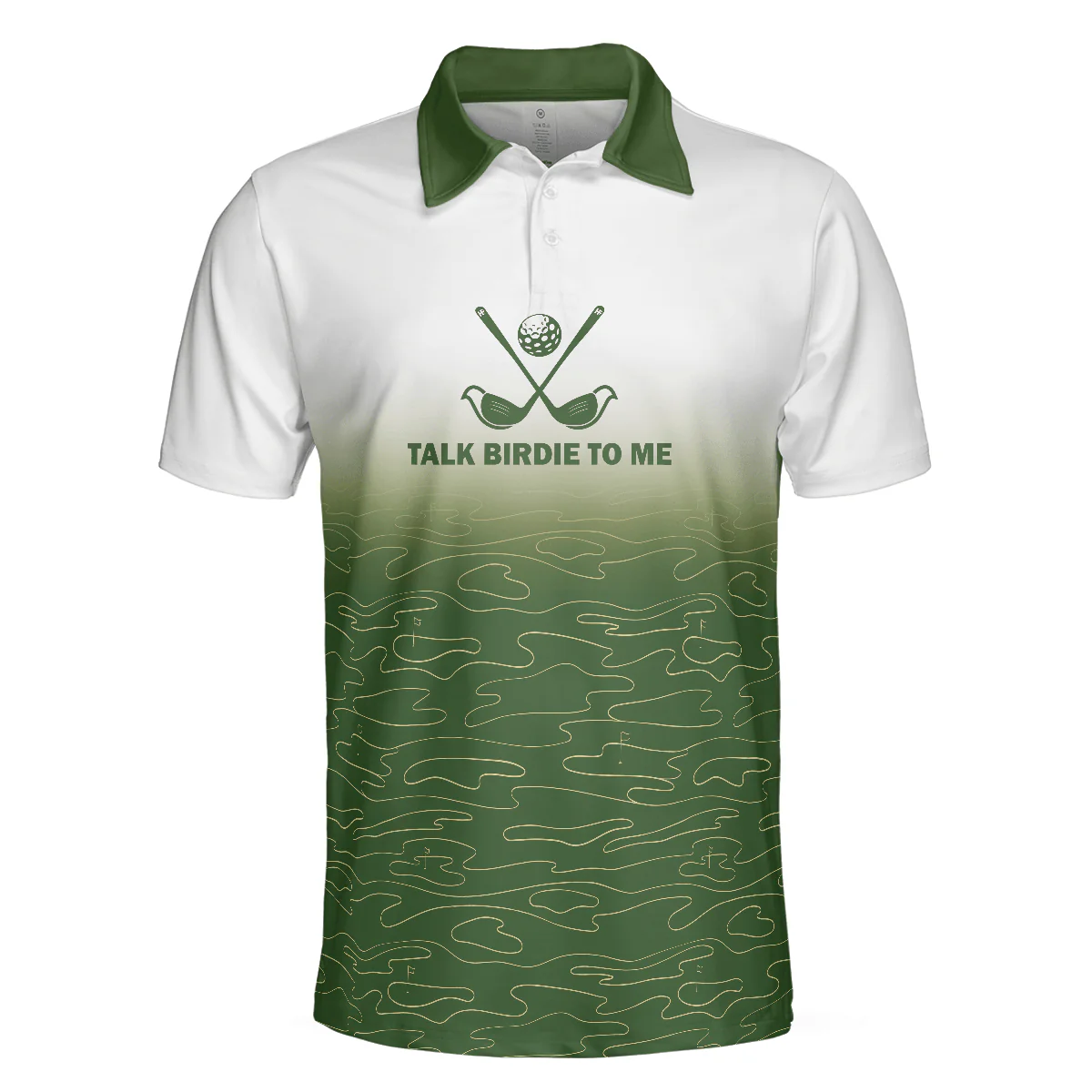 Men Golf Polo Shirt - Talk Birdie To Me Golf Polo Shirt, White And Green Abstract Grass Pattern Golfing Polo Shirt - Perfect Gift For Men, Golfer - Image 3