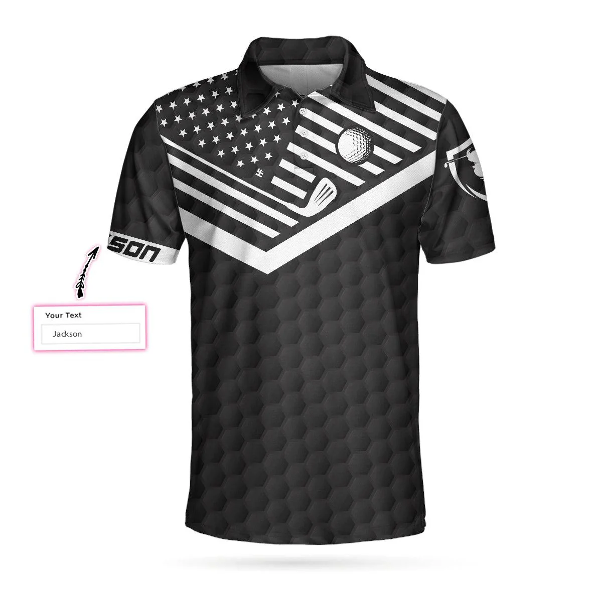 Men Golf Polo Shirt - Tap Tap Taperoo Custom Polo Shirt, Personalized Black American Flag Golf Shirt - Perfect Gift For Men, Golf Lover - Image 2