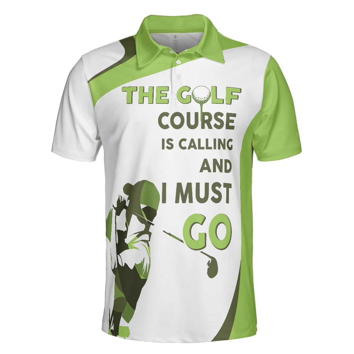 Men Golf Polo Shirt - The Golf Course Is Calling And I Must Go Men Polo Shirt, White And Green Golf Shirt For Men - Perfect Gift For Men, Golf Lover - Image 3
