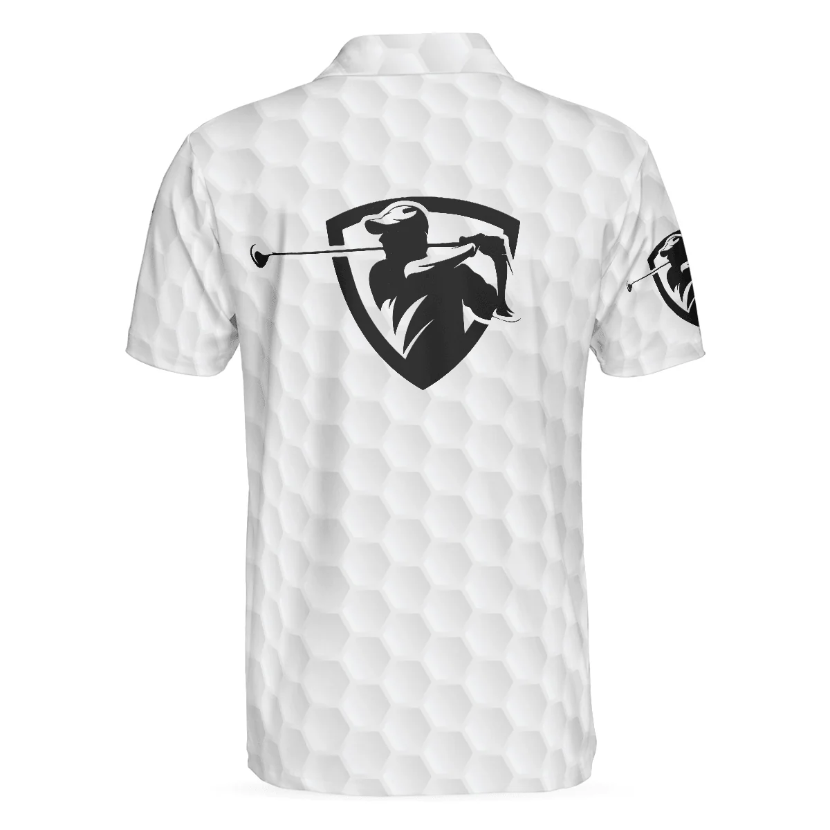 Men Golf Polo Shirt - The Golf Skull Men Golf Polo Shirt, Black And White Golf Pattern Ripped Skull Polo Shirt, Best Golf Shirt For Men - Image 2